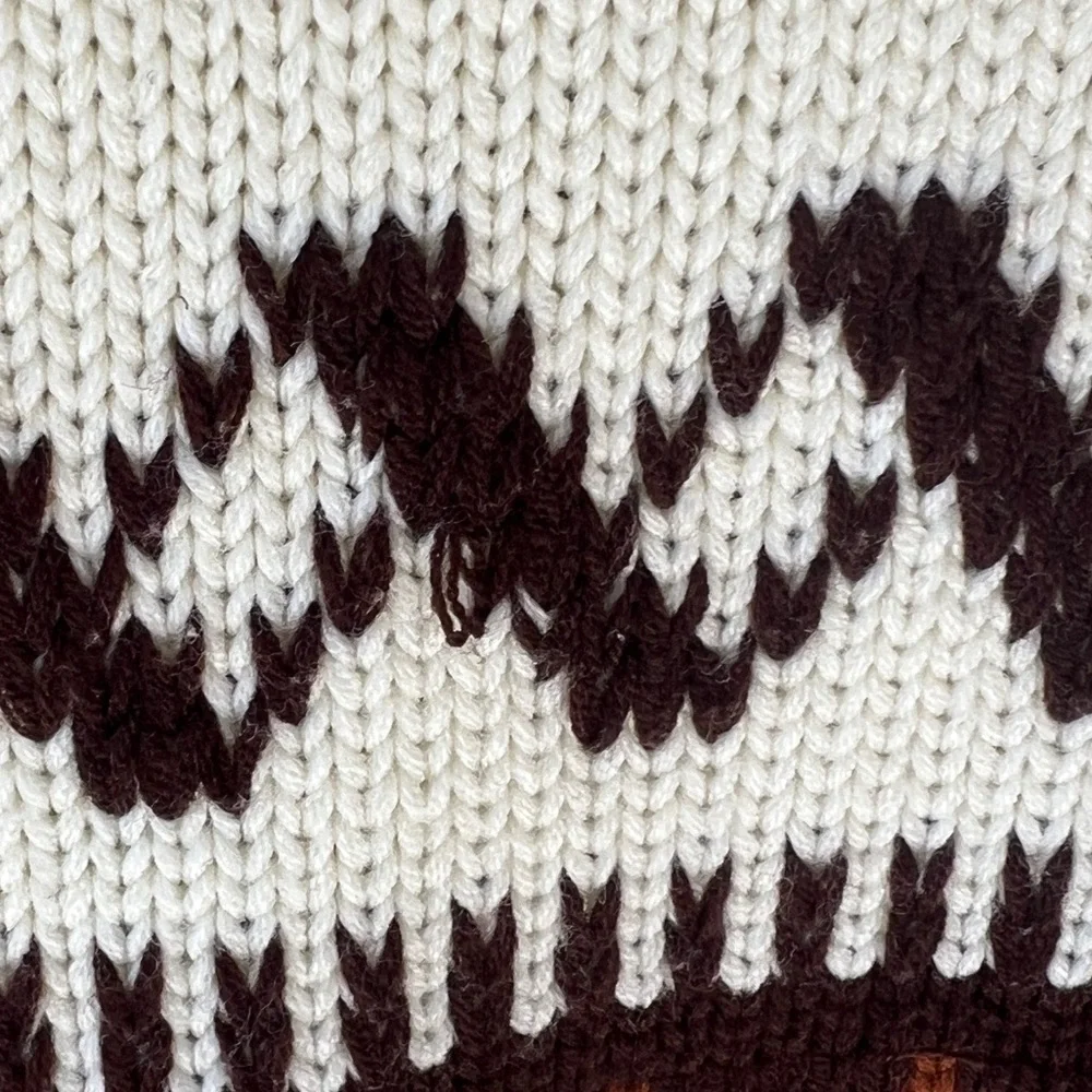 SALE 🍒Vintage Fair Isle Knit Turtleneck Sweater, Cream Neutral Pattern - Picture 4 of 5